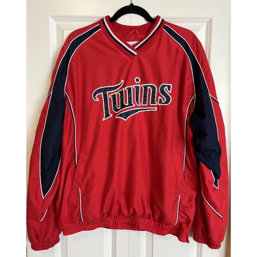 Vintage Minnesota Twins Lined Jacket Windbreaker Coach Pullover Red MLB Sz M~EUC